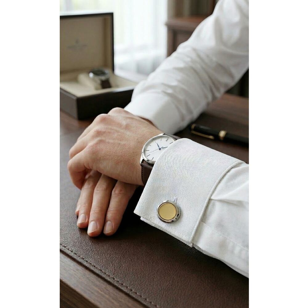 Christian Dior Gold Tone Sterling Silver 925 Round Cufflinks Signed $650 - Picture 7 of 9